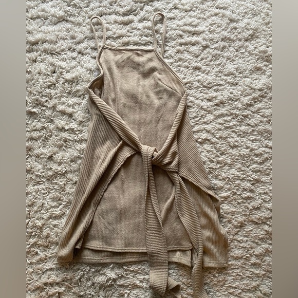 Sabo Skirt Tan Knit Tie Dress (s) - Picture 1 of 5